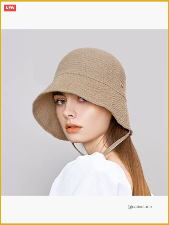 Paper Textured String Bonnet Sun Hat with Wire Edge